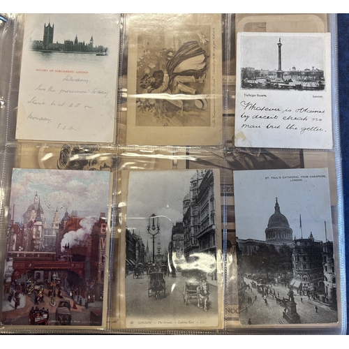 87 - Misc. coln. of vintage and modern cards in 8 albums and some loose, with artist drawn, ptd and R.P's... 