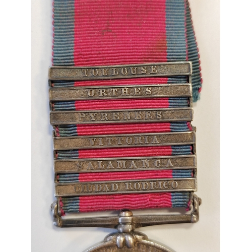 2 - 1793-1814 MGSM 6 clasps Ciudad Rodrigo, Salamanca, Vittoria, Pyrenees, Orthes, Toulouse officially i... 