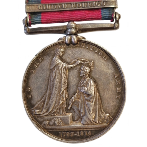 2 - 1793-1814 MGSM 6 clasps Ciudad Rodrigo, Salamanca, Vittoria, Pyrenees, Orthes, Toulouse officially i... 