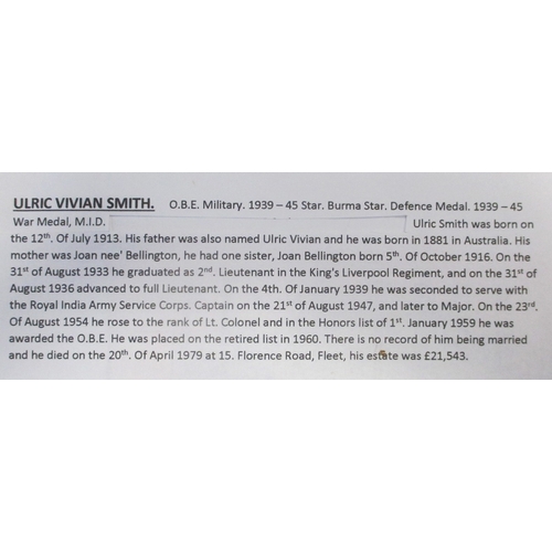 28 - WW2 OBE (Military), 1939-45, Burma stars, Defence Medal and BWM with MID oakleaf attributed to Lieut... 