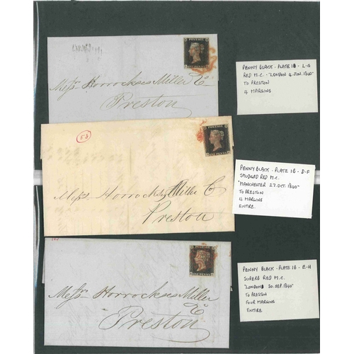 180 - 2x 1840 1d black entires, and 1x wrapper, all 4-margins cancelled by red M/C's, all addressed to Hor... 