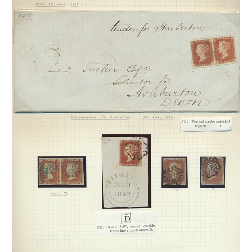 198 - An outstanding collection of fine used, plated 1841 1d reds in 15 Plymouth albums with several thous... 