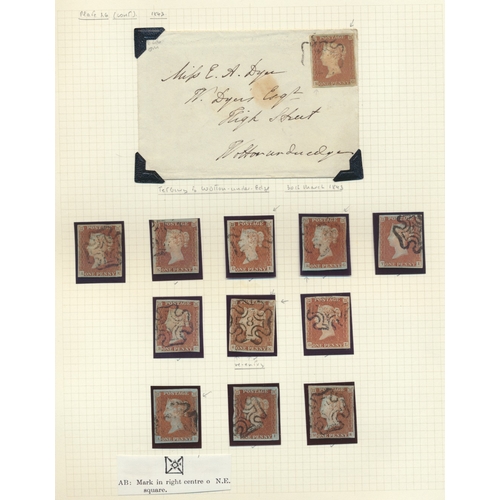 198 - An outstanding collection of fine used, plated 1841 1d reds in 15 Plymouth albums with several thous... 