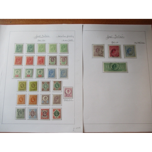 226 - KEVII M/U coln on 3 album pages, incl 1902-10 vals to to 1/- M/UM (incl shades) plus 2s6d to £1 U, 1... 