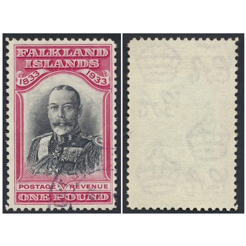 Falkland Islands. 1933 Centenary £1 black and carmine FU. (SG138) Cat £3750. (S)