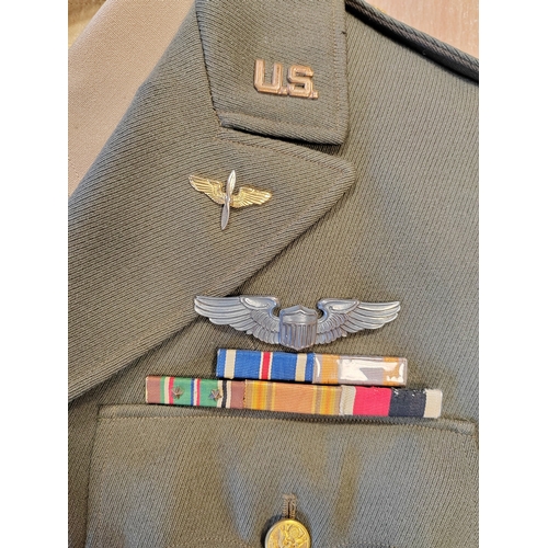 100 - WW2 USAAF dress uniform complete with jackets, trousers, shirt and ties (2), jacket features 9th Air... 