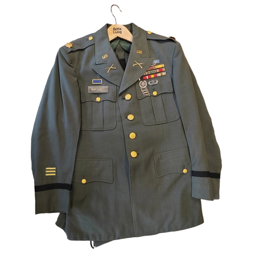 102 - US Army class A green uniform, belonged to Master Sergeant (E-7) Harold O. Marshall RA14302344, incl... 