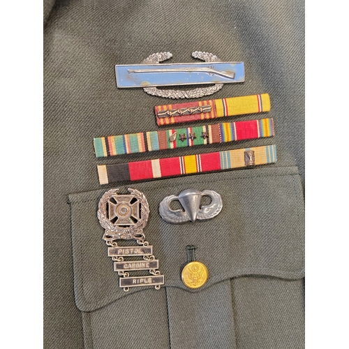 102 - US Army class A green uniform, belonged to Master Sergeant (E-7) Harold O. Marshall RA14302344, incl... 