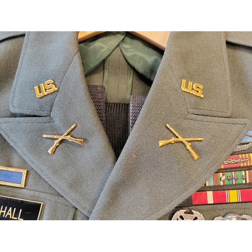 102 - US Army class A green uniform, belonged to Master Sergeant (E-7) Harold O. Marshall RA14302344, incl... 