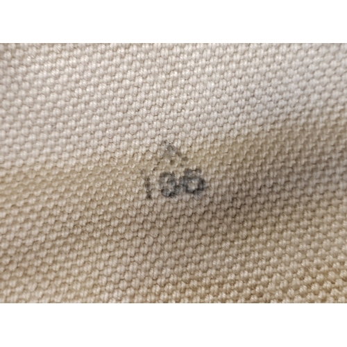 104 - WW2 British shell dressings bag, 1943 date stamp, excellent condition, plus medical syringes, ether ... 