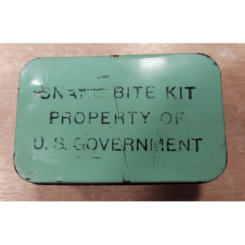 104 - WW2 British shell dressings bag, 1943 date stamp, excellent condition, plus medical syringes, ether ... 