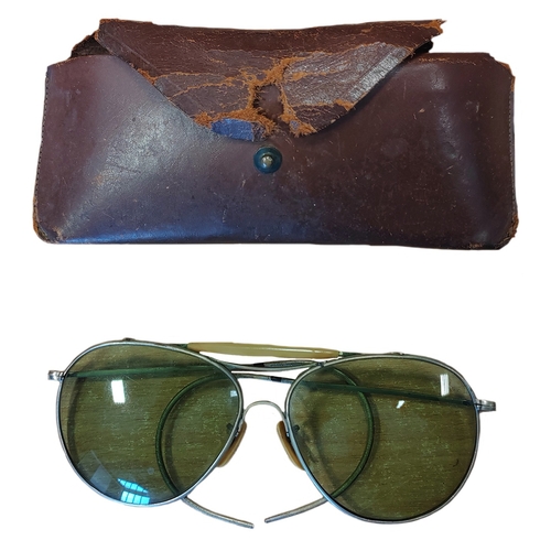 105 - USAAF AN-6531 aviator sunglasses, under ridge marked W, near extremely fine with case. (Y)