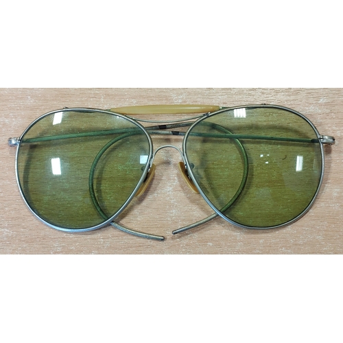 105 - USAAF AN-6531 aviator sunglasses, under ridge marked W, near extremely fine with case. (Y)