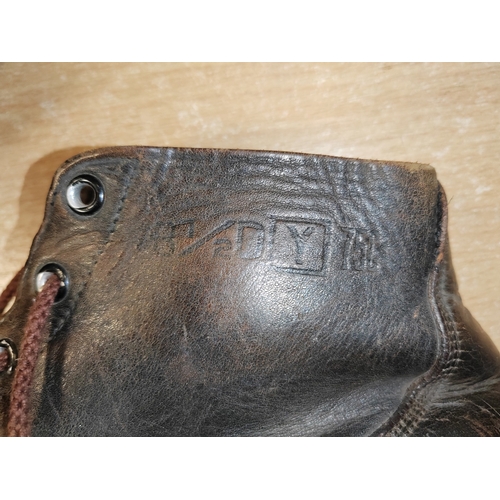 107 - U.S. ankle boots, Armor Tred trade mark to soles, impressed to side of boots 8½ D Y 75C, general wea... 