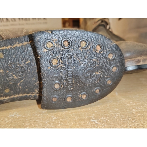 109 - M-43 double buckle boots, BFG trade mark to sole, Goodrich, Armor Tred, smudged/faded writing inside... 
