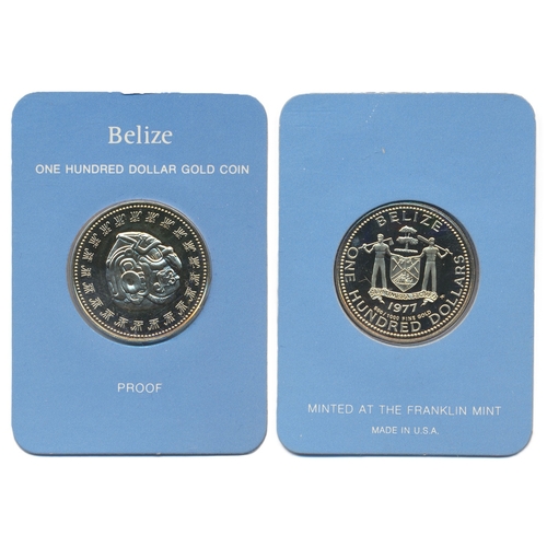 Belize. $100 12ct gold uncirculated in Franklin Mint box with certificate. (Y)