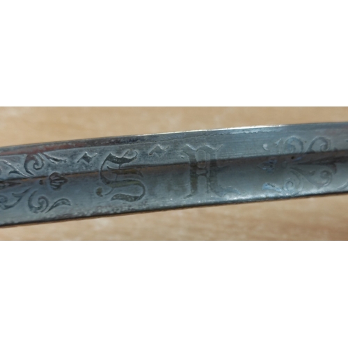 60 - M1902 officers sword with French hanger, blade and back of blade 80% ornately etched, ricasso marked... 