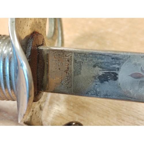 60 - M1902 officers sword with French hanger, blade and back of blade 80% ornately etched, ricasso marked... 