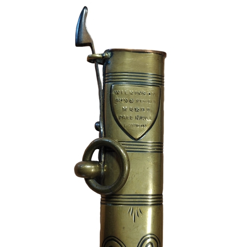 61 - 1827 Pattern Naval officers sword with leather scabbard by Wilkinson Sword, minor pitting and knicks... 