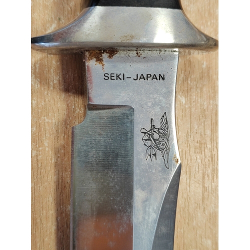 62 - Original SOG Trident S2 Bowie knife with sheath and wet stone, ricasso stamped with Seki-Japan and m... 