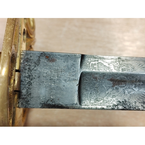 63 - 1827 Pattern Naval officers sword with leather scabbard, belonged to William Godfrey Peck was a surg... 