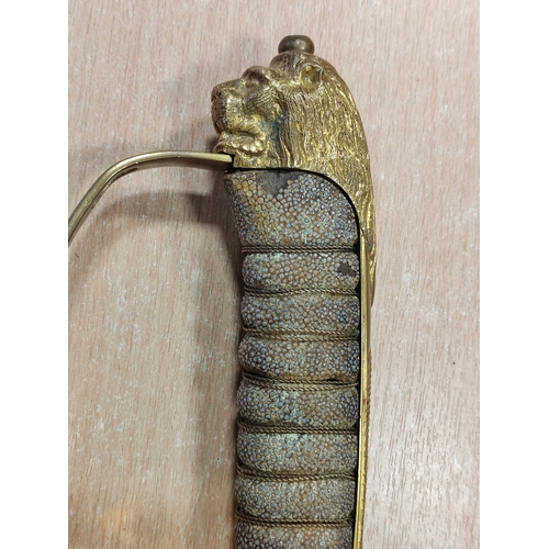 63 - 1827 Pattern Naval officers sword with leather scabbard, belonged to William Godfrey Peck was a surg... 