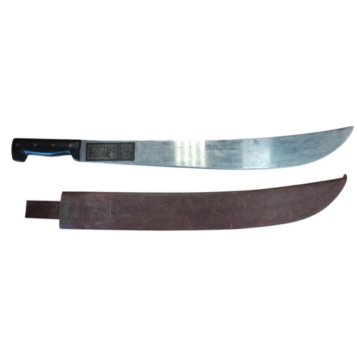70 - Unissued Legitmus No.35 Machete by Collins & Co. with matching No.13 leather scabbard, minor scratch... 