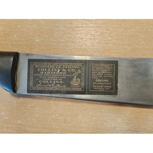 70 - Unissued Legitmus No.35 Machete by Collins & Co. with matching No.13 leather scabbard, minor scratch... 