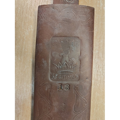 70 - Unissued Legitmus No.35 Machete by Collins & Co. with matching No.13 leather scabbard, minor scratch... 