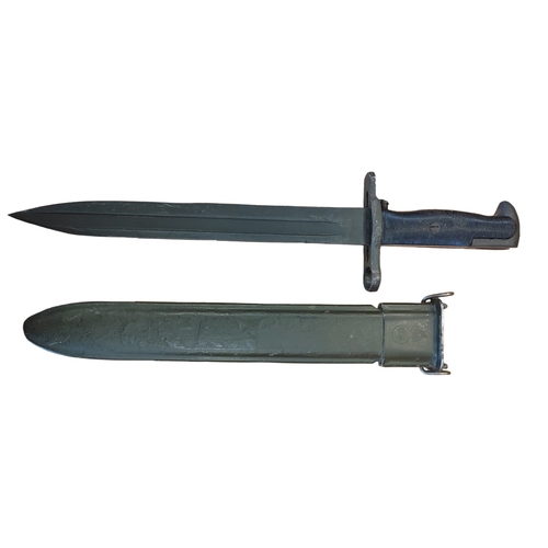 72A - M1 Garand bayonet-knife with scabbard, knicks to blade, ricasso marked U.F.H. U.O.S. 1942, scabbard ... 
