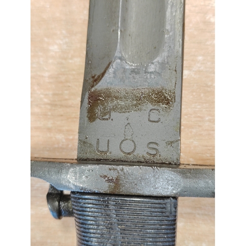 73 - Bayonet-Knife M1, some light marks and residue to blade, ricasso marked 