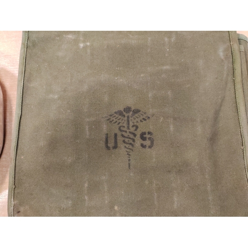 75 - U.S. WW2 collection including canteens with pouches (2 with cups, 1 without), U.S. mess tin (dated 1... 