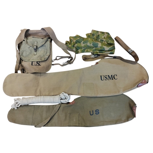 77 - U.S. collection with Doughboy pack, Thompson machine gun sling, Paratroopers 