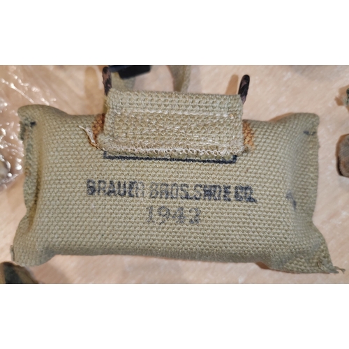 84 - U.S. range with Khaki Marine trousers, M1 Carbine ammo pouch with 2 magazines, Medic pouch with Carl... 