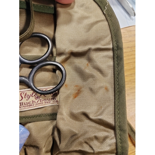 85 - U.S. Style King Buchsbaum Chicago wash roll, money belt and GI's sewing kit, few minor stains, gener... 