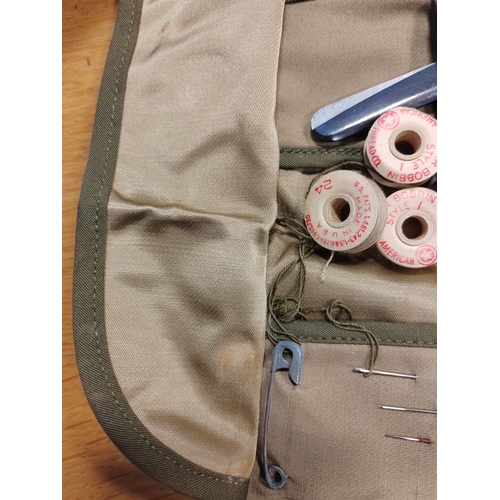 85 - U.S. Style King Buchsbaum Chicago wash roll, money belt and GI's sewing kit, few minor stains, gener... 