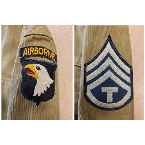 90 - WW2 U.S. M42 paratrooper jump jacket with trousers, features 101st division 