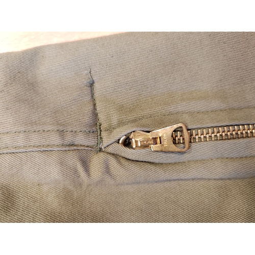 91 - WW2 U.S tanker jacket (2nd edition) and tanker trousers, general aging and wear to jacket, few tears... 