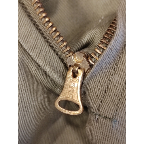 91 - WW2 U.S tanker jacket (2nd edition) and tanker trousers, general aging and wear to jacket, few tears... 