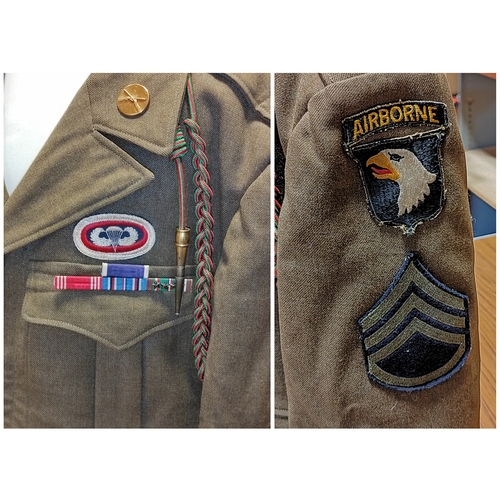 95 - WW2 101st Division 507th PIR Airborne tunic (size 38 S), features 101st patch on left shoulder, Staf... 
