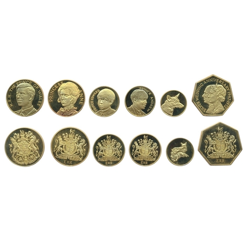 1972 Royal Silver Wedding 22ct gold proof boxed set of 6 with certificate from Franklin Mint. (R)