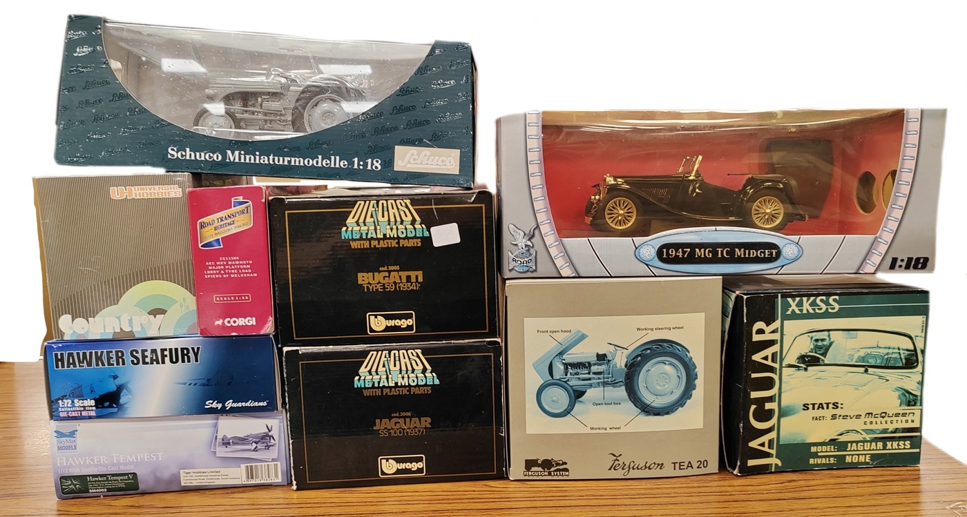 Collection of cars, planes and tractors, near mint to mint in mostly ...