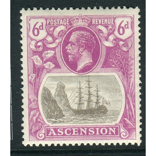 118 - Ascension Stamps : 1924 6d Grey Black and Bright Purple '' Torn Flag'' mounted mint SG16b