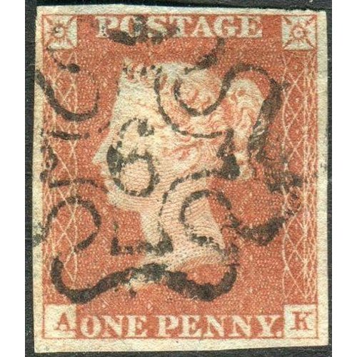 46 - Great Britain Stamps : 1841 Penny Red, four margin example cancelled by No 6 in MX