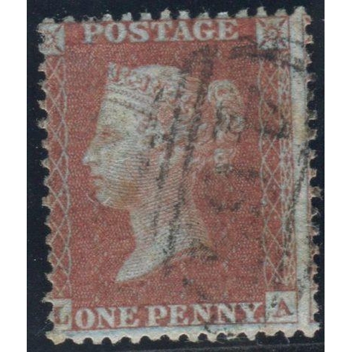 47 - Great Britain Stamps : Fine used Penny Red Plate 21 lettered LA Spec C3(1), scarce, small stain, wit... 