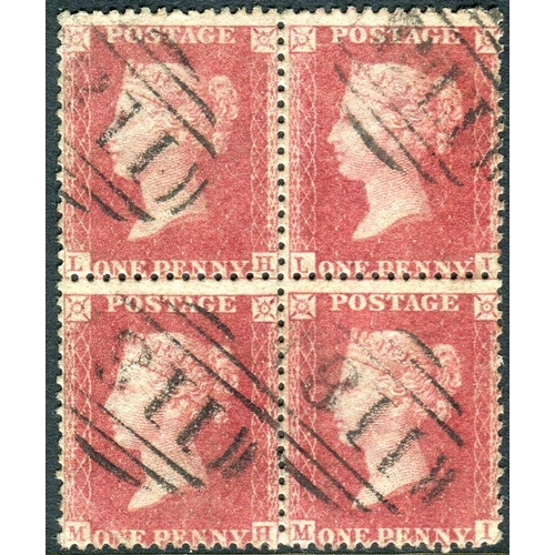 48 - Great Britain Stamps : Penny Red plate 51 block of four fine used Spec C12