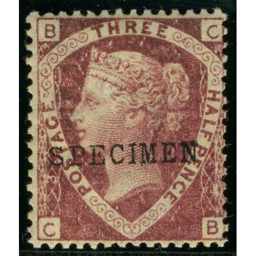 51 - Great Britain Stamps : 1 1/2d Rose Red Plate 3 unmounted mint Over Printed SPECIMEN SG 51as