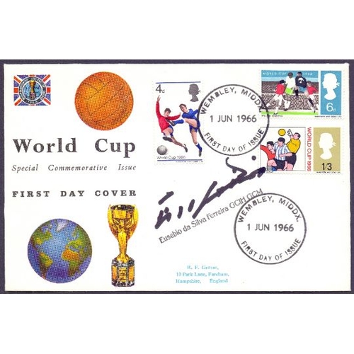 36 - AUTOGRAPHS : EUSEBIO signed 1966 World Cup first day cover, officially signed in black