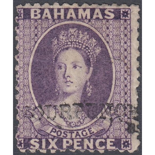 253 - STAMPS BAHAMAS 1883 4d on 6d Deep Violet, mounted mint example SG 45 Cat £550