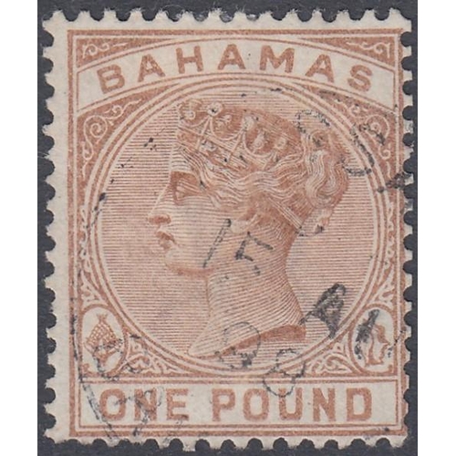 254 - STAMPS BAHAMAS 1884 £1 Venetian Red, fine used SG 57 Cat £225